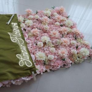 Wandpaneele Mit Rosa Rosen, Kunstblumen, Kunstseide, Hortensienlilie, Schleierkraut, Blumenpaneel, Hochzeitsfeier, Süßigkeitenwand, Schaufenster, Festlicher Blumenhintergrund(3x3