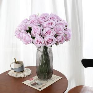 10 stuks kunstmatige zijden roos bloemen enkele stengel neprozen bloemen voor thuis feest bruiloft boeket (lichtpaars)