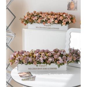 Zaun-künstliche Blumenornamente, Wohnzimmertisch-Blumendekoration, Künstliches Blumenarrangement Mit Zaun(Yellow)