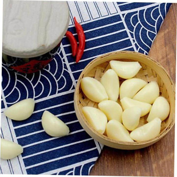 5 Sätze Simulierter Knoblauch Simulierte Knoblauchzehen Geschälter Knoblauch Grüner Knoblauch Simulation Knoblauchflocken-dekor Künstliches Gemüse Knoblauch-Modell PVC 12 Stü
