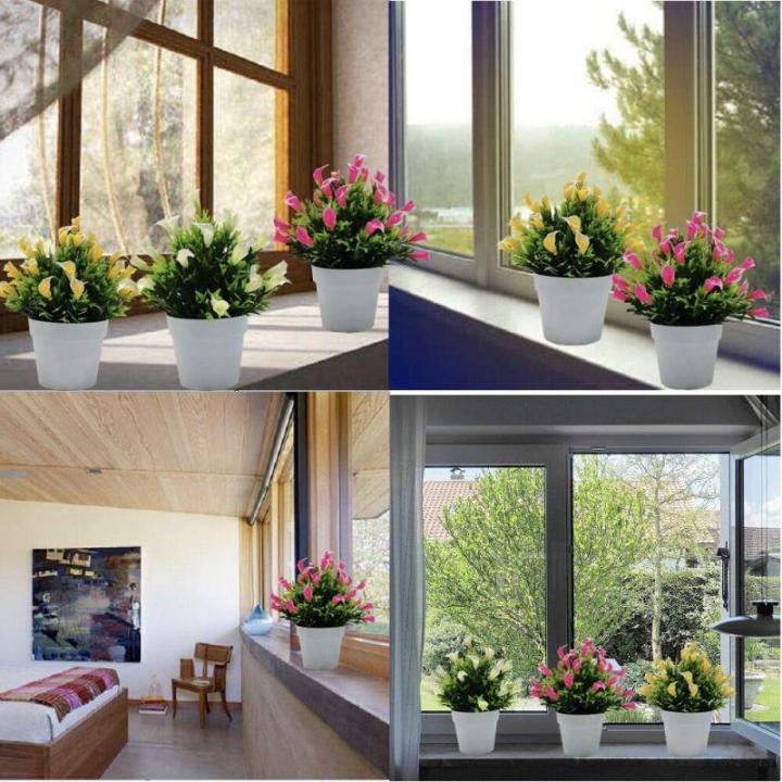 Calla lelies, ingepot, 3 stuks kunstmatige callalilie in pot, kunstmatige callalilia, groene planten voor doe-het-zelf bloemstukken, bruid, bruiloft, woondecoratie