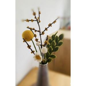 7 vilten bloemen, kleine bloemengroet, boeket, Fair Trade, handgemaakt (XXL-geel)