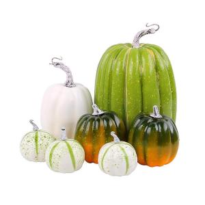 7 Stück Kürbisse, Thanksgiving-Kürbis-Dekorationen, Verschiedene Größen, künstliche Schaumstoff-Ernte-Herbst-Dekoration, künstliche Kürbisse, Dekorationen für den Innenber