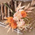 Kunstblumen Künstliche Pflanzen Blumen Deko Seidenblumen Hortensien Blumenarrangements Kernstück Hochzeit Blumenstrauß(Rosa Orange)
