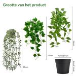 Kunstplant, eucalyptus, klimop, 60 cm, , zeer realistisch plastic kunstplant, decoratieve planten voor woonkamer, woning, badkamer, keuken, 3 stuks