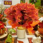 Künstliche Pflanzen Herbstblätter Zweige Kunstpflanzen Wetterfest Plastikpflanzen Dekopflanzen für Balkon Garten Herbst Tischdeko Hause Dekoration (4 STK)