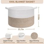Opbergmand, opbergmand kinderkamer, wasmand kinderen, grote mand, kerstboommand, mand voor dekens, babyspeelgoed, gevlochten mand, 55 x 35 cm, bruin