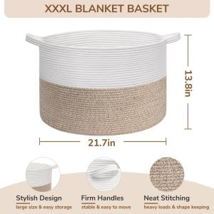Opbergmand, opbergmand kinderkamer, wasmand kinderen, grote mand, kerstboommand, mand voor dekens, babyspeelgoed, gevlochten mand, 55 x 35 cm, bruin
