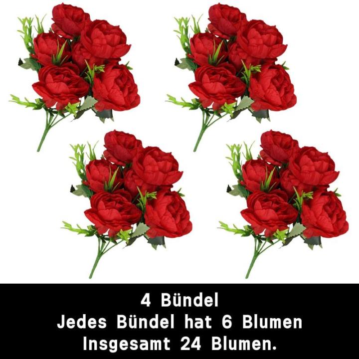 Kunstblumen wie Echt Künstliche Pfingstrosen Vintage Blumen Pfingstrosen mit Stielen für Hochzeitsdekoration Brautstrauß Arrangement 24 Stück 0802