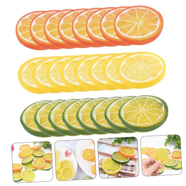1 Satz Nachahmung Einer Zitronenscheibe Tischdekoration Im Sommer Gefälschte Himbeere Sommerliche Tischdekoration Füller Für Obstschalen Fälschung Zitronenscheiben Kalk PVC 24s