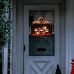 Kürbisschild Outdoor-Wandkunst | Kürbisschild Rustikale Wohndekoration | Rustikale Heimdekoration mit Seil, bedruckte Halloween-Veranda-Dekorationen (Ghost Pumpkin Wsgp 01c)