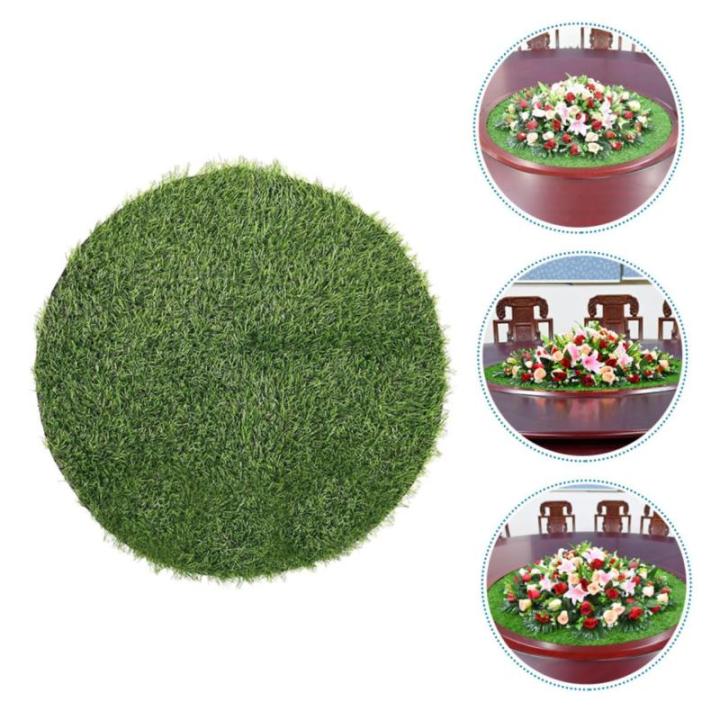 Schachtdeckel Dekoration Rasen Balkongrasteppich Tischmatte Gras Tischsets Runde Grastischdecke Bankett-grasmatte Simulierte Gras-tischmatte Plastik Gefälschte Strohmatte