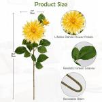 3 stuks gele kunstmatige dahlia's, 75 cm kunstzijden bloemen met lange steel voor bloemarrangementen, faux dahlia's bloemen voor doe-het-zelf bruiloft party middenstuk huis kantoor