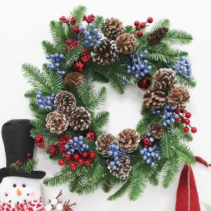 Kunstrode bessen voor Kerstmis, hulstbessen, bordeauxrode bessen, rode bessen, takken voor kerstboom (blauw)