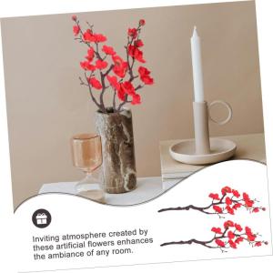 2st Simulation Pflaumenblüte Rosenstrauß Blumenvase Dekoration Einmachgläser Künstlicher Blumenstrauss Blumenstrauß Vasenfüllungsdekore Künstliche Pflaumenblüten-Picks Rot 