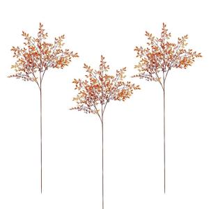 Nandina Domestica 3 herfsttakken van bamboebladeren, kunstbamboeplanten, herfststeeltakken, kunstplastic planten voor vazenopzetstukken,