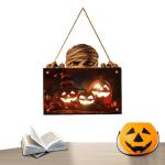 Kürbisschild Outdoor-Wandkunst | Kürbisschild Rustikale Wohndekoration | Rustikale Heimdekoration mit Seil, bedruckte Halloween-Veranda-Dekorationen (Wsgp 01b Kürbismumie)