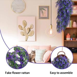 2 stuks kunstmatige hangende bloemen plastic planten, kunstmatige hangplanten buiten, hangende plant, nepplanten voor binnen, moutgras decoratie voor thuis, tuin, binnen, buiten, w