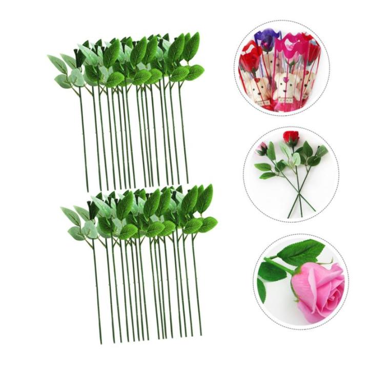 200 STK Rosenstiel künstliche blüten Artificial Rosenblumenstiel Bouquet Flowers Kunstblätter Rosenblumendraht künstliche Rosen bastelt Blumendraht DIY-Material Kunststoff
