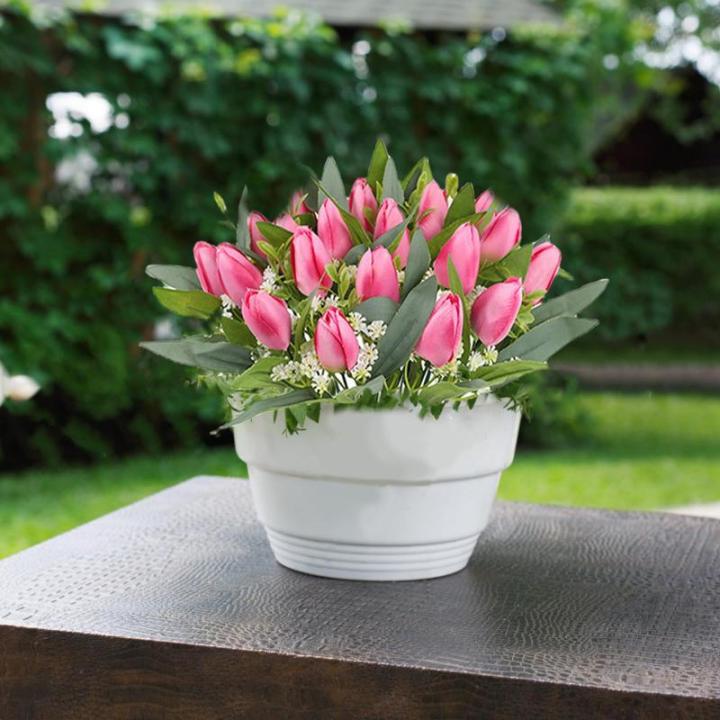 Kunstblumen 21 pcs Künstliche Blumen Tulpe Kunstblume Tulpen Real Touch Blumensträuße Dekoration für Hochzeitsdekoration Küche Büro Café Wohnkultur Rosa 1802