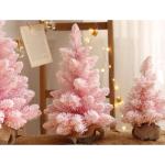 Home Table Tip Künstlicher rosafarbener Weihnachtsbaum aus Kiefernholz, Mini-Weihnachtsbaum mit Beflockung, realistische Weihnachtsdekoration für Heimbüro-Dekorationen, Tischdek