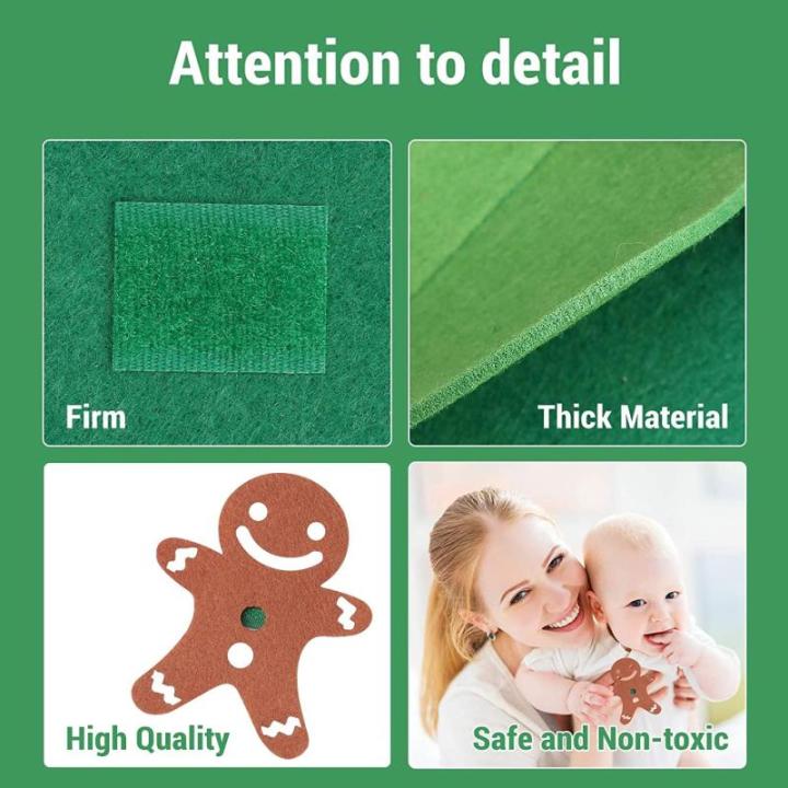 Kindervilten kerstboom, 1 m kinderen/peuters doe-het-zelf vilten kerstboomset, muur opknoping vilten kerstboom decoraties kits met 32 stuks ornamenten, huisdeur raam kerstdecoratie
