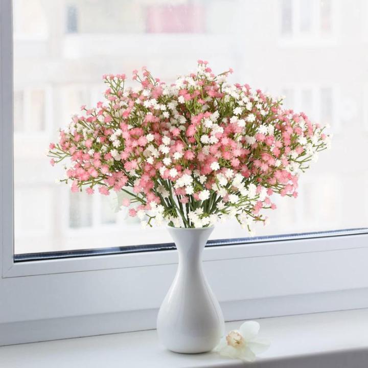 Gypsophila , 10 stuks, Gypsophila , sluierkruid, namaakbloemen, boeketten voor bruiloft, bruid, feest, woondecoratie (roze en wit)
