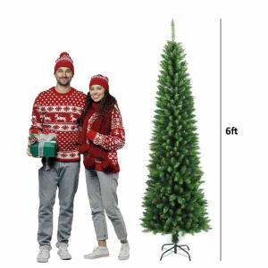 Grüner künstlicher Bleistift-Weihnachtsbaum, schlanker Weihnachtsbaum, Weihnachtskiefern mit soliden Metallbeinen, perfekt for Zuhause, Geschäfte und Feiertagsdekoration, einfac