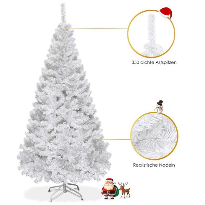 Kunstkerstboom, dennenboom met metalen standaard, pvc-naalden, kunstboom, ideaal voor thuis, kantoor, winkels en hotels, wit
