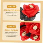 10St Schädel stieg Halloween Halloween assecoires Artificial Geisterkostüm künstliche Schwarze Rosen -Rosen-Dekor künstlicher Rosenschmuck Plastik rot