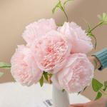 Simulation Blumenstrauß,Künstlicher Blumenstrauß Pfingstrose, 5er-Bouquet, echte Seidenblumen mit Stiel, cremefarbene Kunstblumen als Dekoration in großen Mengen(Light Pink)
