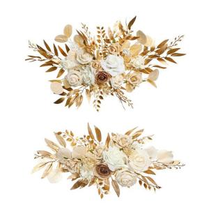 2 stuks bruiloftsboogbloemen, kunstbloemenarrangement, kunstbloemen-wagset, welkomstborden, bloemendecoraties voor bruiloftsdecoratie, ceremonie en (#2)