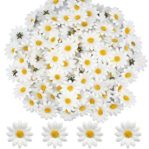 100Pcs Kunstmatige Gerbera Daisy Zijde Bloemen Heads 4Cm Wit Nep Gerbera Bloemblaadjes Voor Party Bruiloft Tafel Verspreid Confetti Scrapbooking Accessoires Uitnodigingskaarten Dec