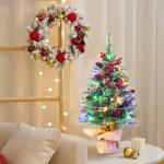 Kerstboom met verlichting, 45 cm, houten lichtketting, kerstboom, mini-kerstboom, kunstkerstboom, kerstdecoratie, tafel, kerstboom, kerstcadeaus