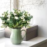 Faux Zijde Madeliefje Wilde Bloemen Groen Heesters Planten, 24 Witte Daisy Nep Bloemen voor Thuis Tafel Veranda Raam Keuken in Vaas Mand of Bloempot