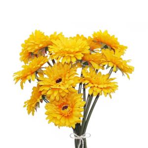 12 STKS Kunstmatige Gerbera Bloem Enkele Stam Bloei Boeket Plastic Zijde Nep Decoratieve Flora Outdoor Indoor Thuis Tuin Kantoor Hotel Bruiloft Party Geel