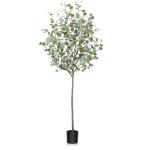Eucalyptus Kunstplant, 180 cm, eucalyptus, decoratie voor binnen en buiten, moderne decoratie, , plastic planten in pot, voor thuis, slaapkamer, kantoor, tuin (1 stuks)