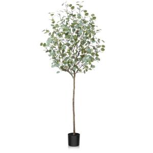 Eucalyptus Kunstplant, 180 cm, eucalyptus, decoratie voor binnen en buiten, moderne decoratie, , plastic planten in pot, voor thuis, slaapkamer, kantoor, tuin (1 stuks)