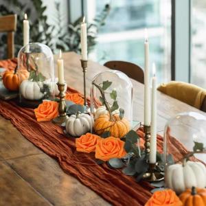Kunstbloemen, 25 stuks, kunstrozen, bloemen met stengels, echte touch, kunstschuim, rozen voor bruiloft, boeketten, feest, kantoor, babyshower, woondecoratie, oranje