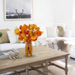 35 cm kunstmatige eucalyptus takken met amber glazen vaas, eucalyptus kunststof plant eucalyptus realistische eucalyptus decoratie zilveren dollar voor bruiloft, tafeldecoratie, ka