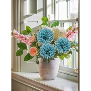 10 cm grote kunstbloemen, hortensia met 63 cm lange steel, 6 stuks blauwe kunstmatige hortensia, kunststof bloemen, hortensia voor bruiloftsdecoratie, kantoor, woondecoratie, tuinf