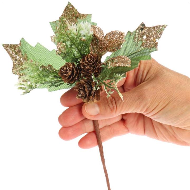 6 x decoratieve maretak, decoratieve maretakjes om op te hangen, decoratieve takken als knutselbenodigdheden, verfraait geschenken en potpourris (6 stuks - wit + goudkleurig)