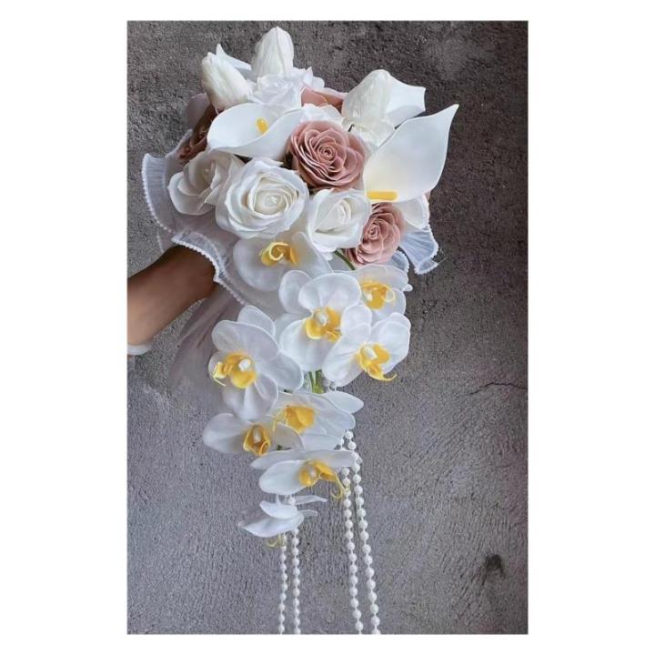 Hochzeitsstrauß for die Braut mit künstlichen Blumen, frischer und süßer Simulationsstrauß, Dekoration, Anleitung for künstliche Blumen, Blumenplatzierung, Foto-Requisiten, H