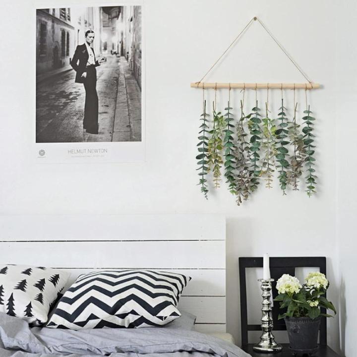 Kunsthangplanten, eucalyptus, bladeren, , eucalyptus, takken, voor tuin, binnen en buiten, kunstdecoratie, woonkamer, slaapkamer (groen-2)