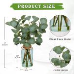 35 cm kunstmatige eucalyptus takken met blauwe glazen vaas, eucalyptus kunststof plant eucalyptus realistische eucalyptus decoratie zilveren dollar voor bruiloft, tafeldecoratie, k