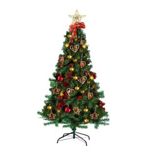 Kunstkerstboom, 150 cm (diameter ca. 75 cm), 420 takken, vlamvertragend, pvc-dennenboom, kerstboom met snel opbouwsysteem, inclusief kerstboomstandaard, eenvoudige montage, groen