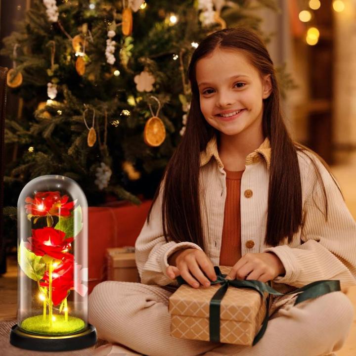 Rosen-Geschenke für Frauen, Mütter, Ehefrau, bunte künstliche Rosen, Geschenke für Frauen, für immer in Glaskuppel, Regenbogen-Rose für Geburtstag, Weihnachten, Muttertag, De