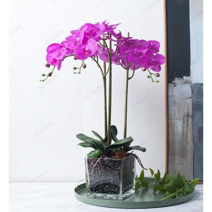 Kunstblumen Künstliche Pflanzen, Phalaenopsis-Orchideen-Blumenarrangement in Vase, realistische Orchideen-Blumenpräsentation im Topf für Zuhause für jeden Anlass