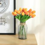 20 stuks PU Real Touch Latex Kunstmatige tulpen neptulpen bloemen boeketten bloemenarrangement voor huis kamer bruiloftsboeket middenstuk, oranje
