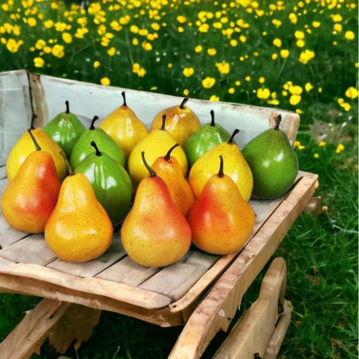 Kunstdecoratieve peertjes, 15 stuks (kleurrijk, 20-40 g/stuk) - levensecht plastic fruit, plastic vruchten, voor decoratie, etalage, huishouden, keuken, feest, hotel, kinderkeuken,